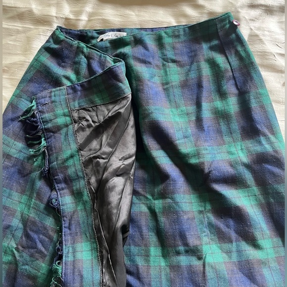 Robin Sinkler Vintage Green and Blue Plaid Pencil Skirt - Picture 4 of 6